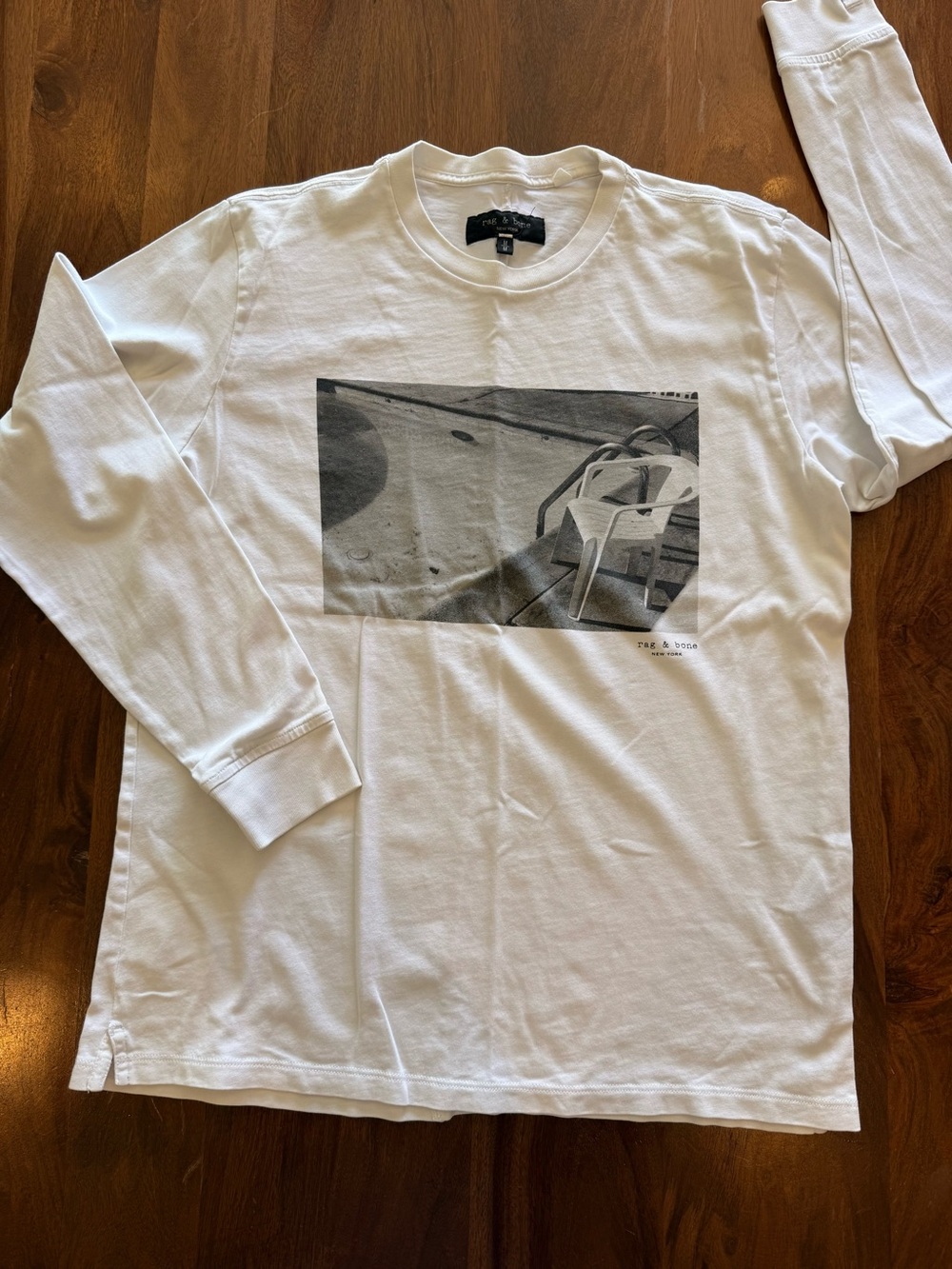 rag & bone White Long Sleeve Graphic Tee